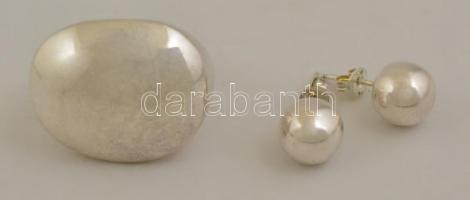 Ezüst (Ag.) gyűrű és fülbevaló pár,jelzett, dobozban, méret: 58, bruttó: 23 g