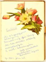 1961 Régi emlékkönyv, színes rajzokkal, litho matricával