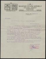 1930 Bp.IV., Magyar Ötvös Műhely Kövesi József Ezüstárugyár fejléces levélpapapírjára írt levél