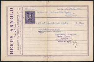 1931 Bp., Herpy Arnold óraműves fejléces levélpapírjára írt számla
