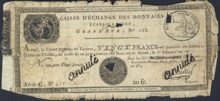 Franciaország/Rouen 1797-1803. 20Fr T:IV- R!