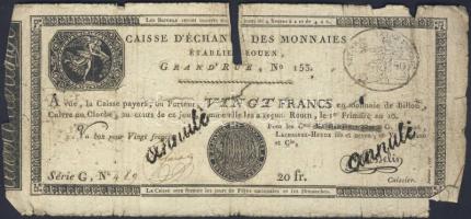 Franciaország/Rouen 1797-1803. 20Fr T:IV- R!