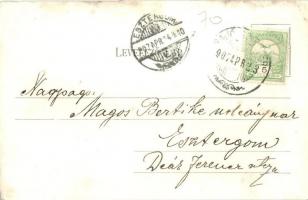 1907 Sajószentpéter, Takarékpénztár és környéke, utcakép, üzlet. Kiadja Csizy Elemér (r)