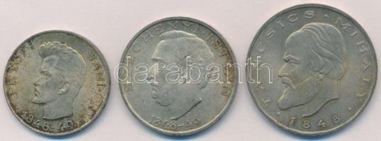1948. 5Ft Ag "Petőfi" + 10Ft Ag "Széchenyi" + 20Ft Ag "Táncsics" - "Szabadságharc sor" T:1-,2 kis patina  Adamo EM1, EM2, EM3