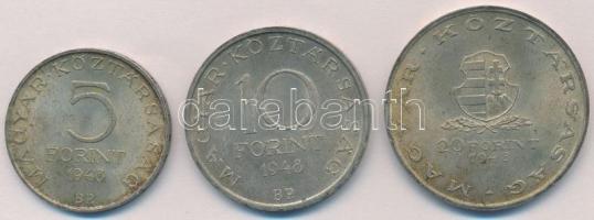 1948. 5Ft Ag "Petőfi" + 10Ft Ag "Széchenyi" + 20Ft Ag "Táncsics" - &qu...