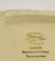 Friedel Bavaria kislány kutyával, kerámia figura, kézzel festett, jelzett, hibátlan, m: 15 cm