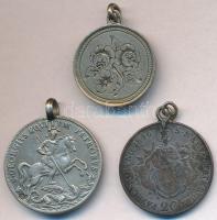 3db klf ezüstpénz, amelyeket ékszerré alakítottak, közte Szent György jelzett Ag emlékérem (6,02g/27mm) T:2,2- fül 3pcs of diff silver coins that were made into jewelry, including Saint George hallmarked Ag commemorative coin (6,02g/27mm) C:XF,VF ear