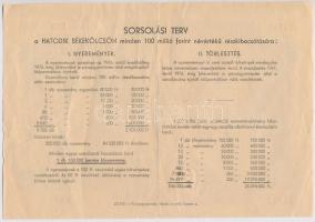 1955. "Hatodik Békekölcsön" nyereménykölcsön 50Ft-ról szárazpecséttel T:III tűlyuk