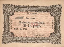 Szabadka 1849. 20kr későbbi utánnyomat R! T:II