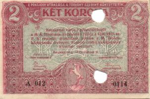 Kecskemét 1919. 2K kettős érvénytelenítő lyukasztással! T:II