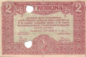 Kecskemét 1919. 2K kettős érvénytelenítő lyukasztással! T:II