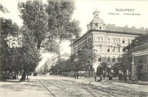 Budapest XIV. Aréna út (ma Dózsa György út), villamos, Aréna kávéház (Rb)