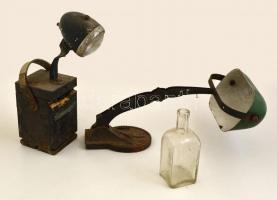 Kis bolha tétel: asztali lámpa, akkus lámpa, régi üveg