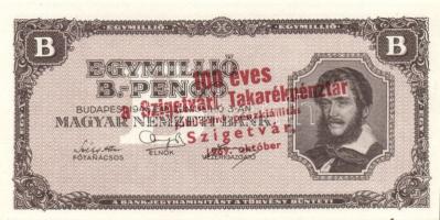 1946. 1000.000B.-pengő piros "100 éves a Szigetváti Takarékpénztár...1969" fny-sal T:I