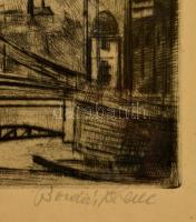 Bordás Ferenc (1911-1982): Szabadság-híd. Rézkarc, papír, jelzett, üvegezett fa keretben, 29×39 cm