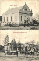 Bihardiószeg, Diosig; Baptista imaház, Gróf Zichy-féle kastély. Kiadja Deutsch József, Sipos J. felvétele / Baptist church, castle (fa)