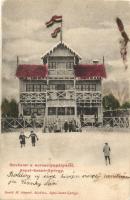 1915 Sepsiszentgyörgy, Sfantu Gheorghe; korcsolyapálya magyar zászlóval. Benkő M. kiadása / ice skating hall with Hungarian flags, ice rink (EK)