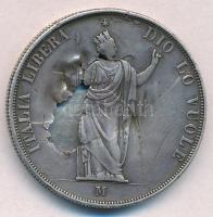 Olasz Államok / Lombardia-Velence / Forradalmi kormány 1848M 5L ezüstözött fém kémpénz T:3 hátoldalá...