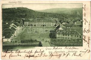 1901 Szentágota, Agnetheln, Agnita; Piac tér, Steinburg hegy / Marktplatz, Steinburg's Höh / market square, mountain (ázott / wet damage)