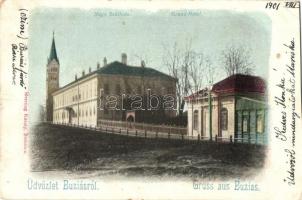 1901 Buziás, Nagy és Kis szálloda. Herring Károly kiadása / hotels (vágott / cut)