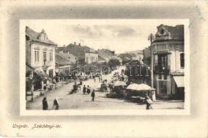 Ungvár, Uzshorod, Uzhorod; Széchenyi tér, utcai árusok, piac, Gellis Miksa kiadása / square, market with vendors