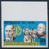 G. Hansen és R. Follereau vágott ívszéli bélyeg, G. Hansen and R. Follereau imperforate margin stamp