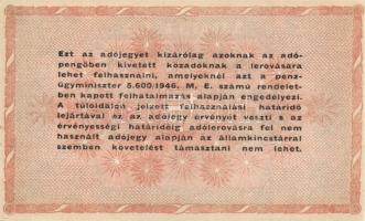 1946. 100.000.000AP vízjel nélkül, fehér papíron, hátlapi szöveg vékony betűvel T:I