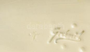 Gránit porcelán elefánt, kézzel festett, jelzett, hibátlan, 15x14 cm