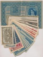 Vegyes: 24db-os korona bankjegy tétel közte 1902. 1000K és 1923. 10.000K T:III,III-