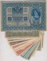 Vegyes: 24db-os korona bankjegy tétel közte 1902. 1000K és 1923. 10.000K T:III,III-