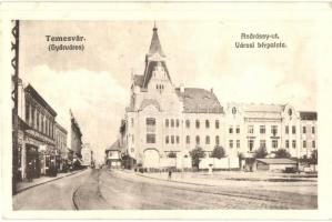 Temesvár, Timisoara; Andrássy út, városi bérpalota, bútorgyártók üzlete / street view, shops, furniture manufacturer, shops (EK)