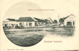 Tenke, Tinca; Fő tér, Ferenc József utca, Rosenfeld Lajos üzlete. Lévy Dávid üzlete és saját kiadása / main square, street, shops (EB)