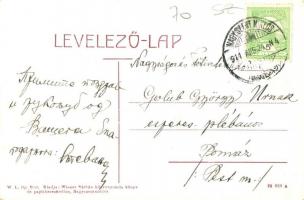 Nagyszentmiklós, Sannicolau Mare; Fő tér, szobor, Kiss György üzlete, létra. W. L. Bp. 2110. Kiadja ...