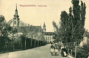 Nagyszentmiklós, Sannicolau Mare; Kishíd utca, templomok. W. L. Bp. 2108. Kiadja Wiener Náthán / street view, churches (EK)