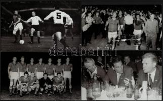 cca 1960-1970 7 db magyar futballistákat ábrázoló fotó, köztük az Aranycsapat tagjai, Grosics Gyula, Buzánzsky Jenő, köztük hátoldalán feliratozottak, 10x17,5 és 16x18 cm közti méretben