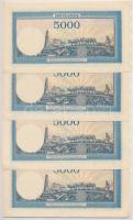 Románia 1944. 5000L (4x) sorszámkövetők T:I-
Romania 1944. 5000 Lei (4x) sequential serials C:AU