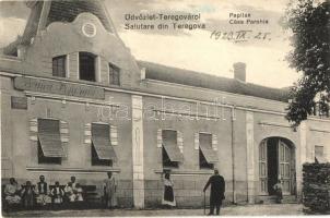 Teregova, Teregova; Cáse Parohia, Banca / Paplak, bank. Kiadja Bonna Sándor / rectory, parsonage, bank (EK)