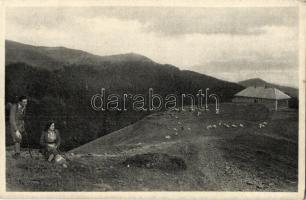 Volóc, Volovec, Volovets; Podkarpatská Rus. Plaj pri Volovci a chata KCST / a Csehszlovák Turista Klub menedékháza. Kiadja M. Grünberger / chalet, tourist hut (EK)