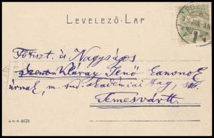 1906 Thaly Kálmán (1839-1909) történész, költő újévi üdvözlő sorai Szentkláray Jenő (1843-1925) kano...