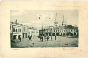 1911 Zsolna, Sillein, Zilina; Ferenc József tér, Ipar és kereskedelmi bank rt., Bem Henrik üzlete. W.L. Bp. 5846. / square, bank, shops (fa)