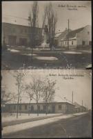 cca 1920 Gyula, Erkel Ferenc (1810-1893) zeneszerző emlékfája, szobra és szülőháza, 3 db fotó, szaka...