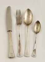 Ezüst (Ag.) egy személyes evőeszköz készlet (4 db), kés nemesacél fejjel, nettó (bruttó): 91 g (160g...