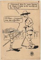 French scout boy art postcard (apró lyukak / tiny holes)
