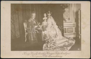 1916 IV. Károly királlyá koronázása, 2 db fotólap, 8,5×13,5 cm