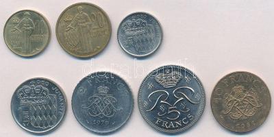 Monaco 1962-1981. 10c-10Fr (7xklf) T:1-,2 Monaco 1962-1981. 10 Centimes - 10 Francs (7xdiff) C:AU,XF