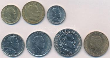 Monaco 1962-1981. 10c-10Fr (7xklf) T:1-,2
Monaco 1962-1981. 10 Centimes - 10 Francs (7xdiff) C:AU,X...