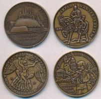 4db-os magyar Br emlékérem tétel, közte Lebó Ferenc (1960-) 1996. "A Honfoglalás emlékére - Emese álma / Álmos áldozata" Br emlékérem (42,5mm) + 1996. "Árpád Nagyfejedelem / A honfoglalás emlékére" Br emlékérem (42,5mm) T:1-,2