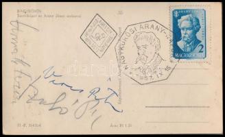 Veres Péter (1897-1970) író, politikus aláírása levelezőlapon