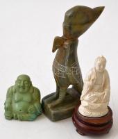 Keleti vásárfiák, faragott féldrágakövek, csont, 2×4-13×9 cm, összesen: 16 db