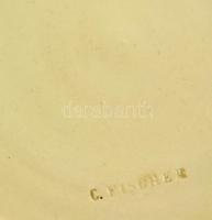 cca 1890 Tata, Fischer Károly áttört dísztányér, kézzel festett, apró lepattanással, máz hibával, d:...